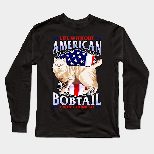 Cat Mom American Bobtail Gift American flag Long Sleeve T-Shirt by Ramadangonim